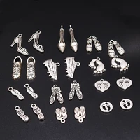 1pack mixed cute shoes footprint pendant hip hop earrings bracelet accessories diy charms for jewelry crafts making p89