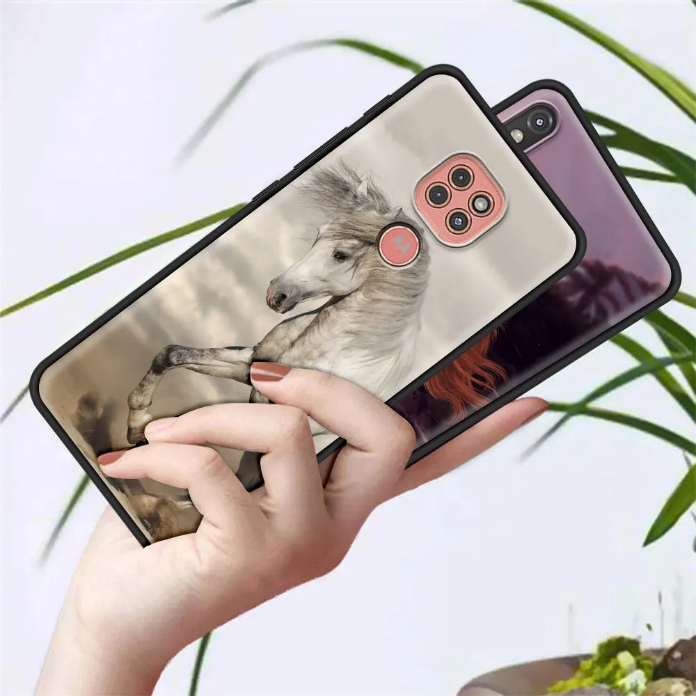 phone case for motorola moto g9 play one fusion plus g8 power g stylus hyper e7 edge lite black cover running horse animal free global shipping