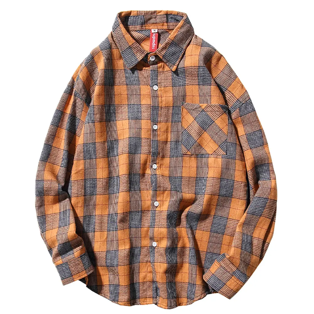 Мужская рубашка с длинным рукавом Женская Повседневная клетчатая полосатая