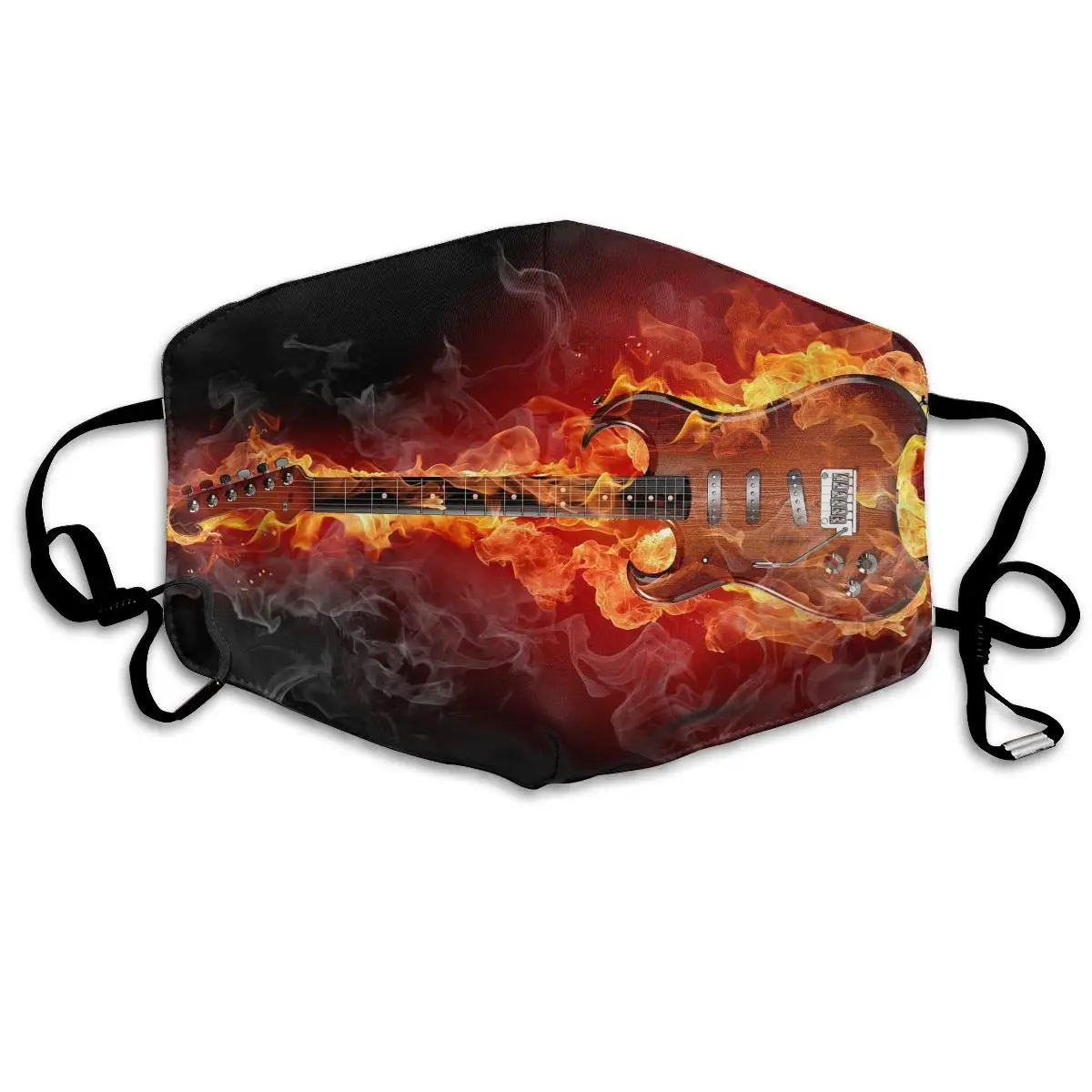 

Unisex Print Mouth Mask - Guitar Flame Fire Pattern Polyester Anti-dust Mouth-Muffle - Fashion Washed Reusable Face Masks for