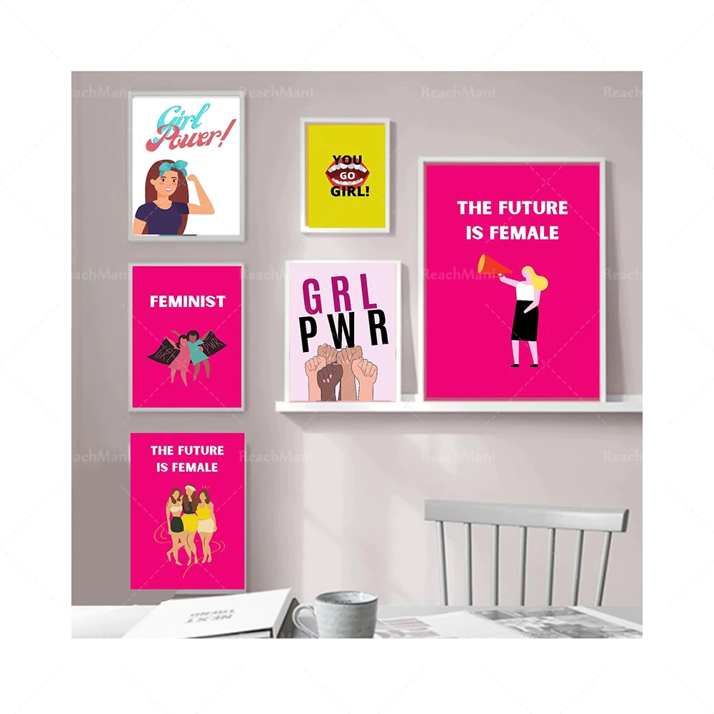 

Feminist Art Prints • Five-piece set • Wall art that empowers women • Quote signs • Living room decoration • Girl power posters