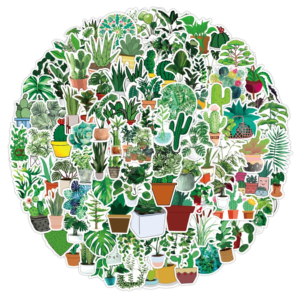 1050100pcs green potted plant decorative washi stickers scrapbooking stick laptop label diary stationery album stickers toys free global shipping