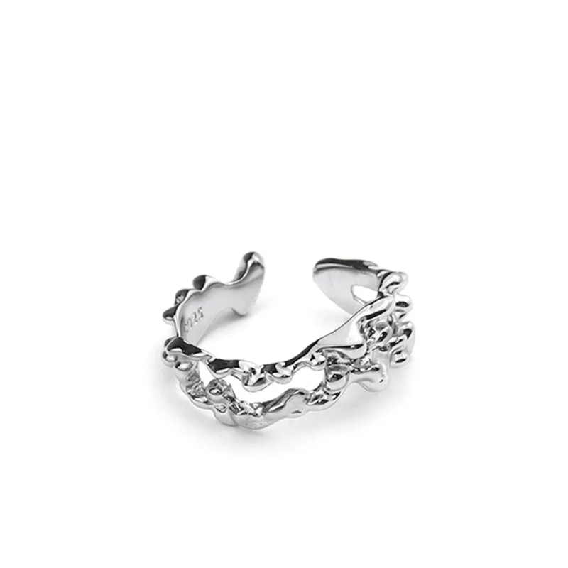 

Fengxiaoling Hiphop/rock Hollow Irregular Lava Rings For Women 925 Sterling Silver Luxury Rings Fine Jewelry Cute Accessories