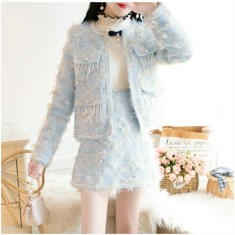 

В новой богини Темперамент осень и зима маленький аромат модное пальто юбка с завышенной талией для девочек костюм можно выполнить модель в...