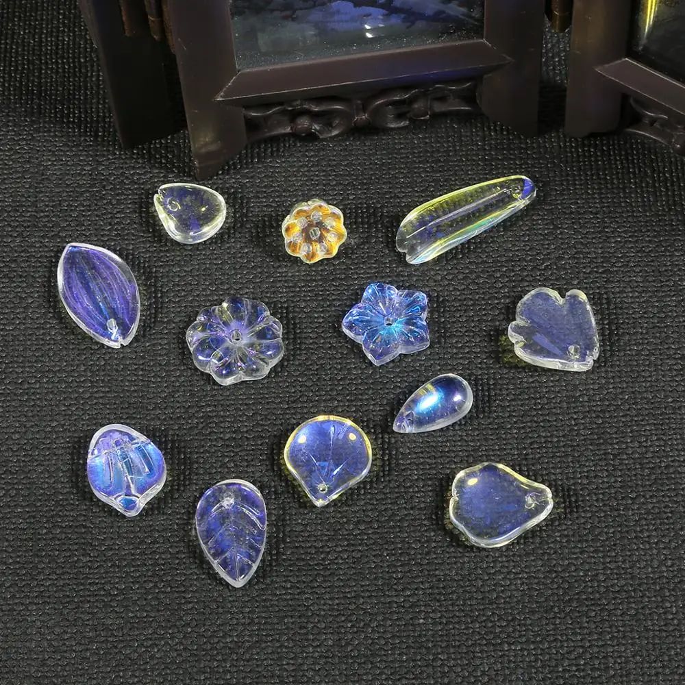 10 шт. размер отверстия 1 мм Стекло цветок/капли воды/свитшот с сердечками