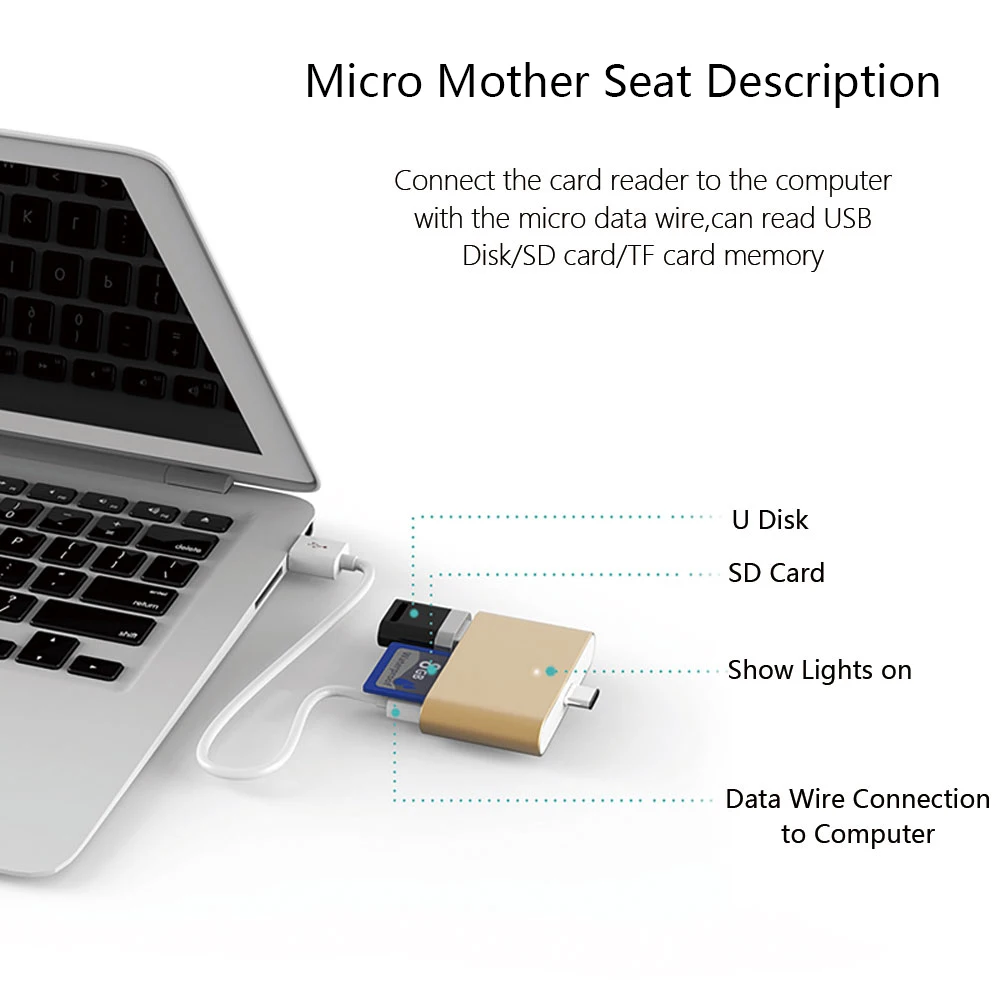 Мини концентратор USB C кардридер SD TF алюминиевый адаптер умный OTG ридер для