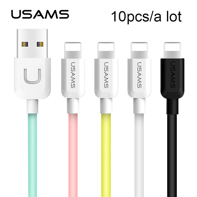 USAMS 10 шт. 1 м 2 а красочное освещение Тип C Micro USB мобильный телефон кабель для iPhone iPad