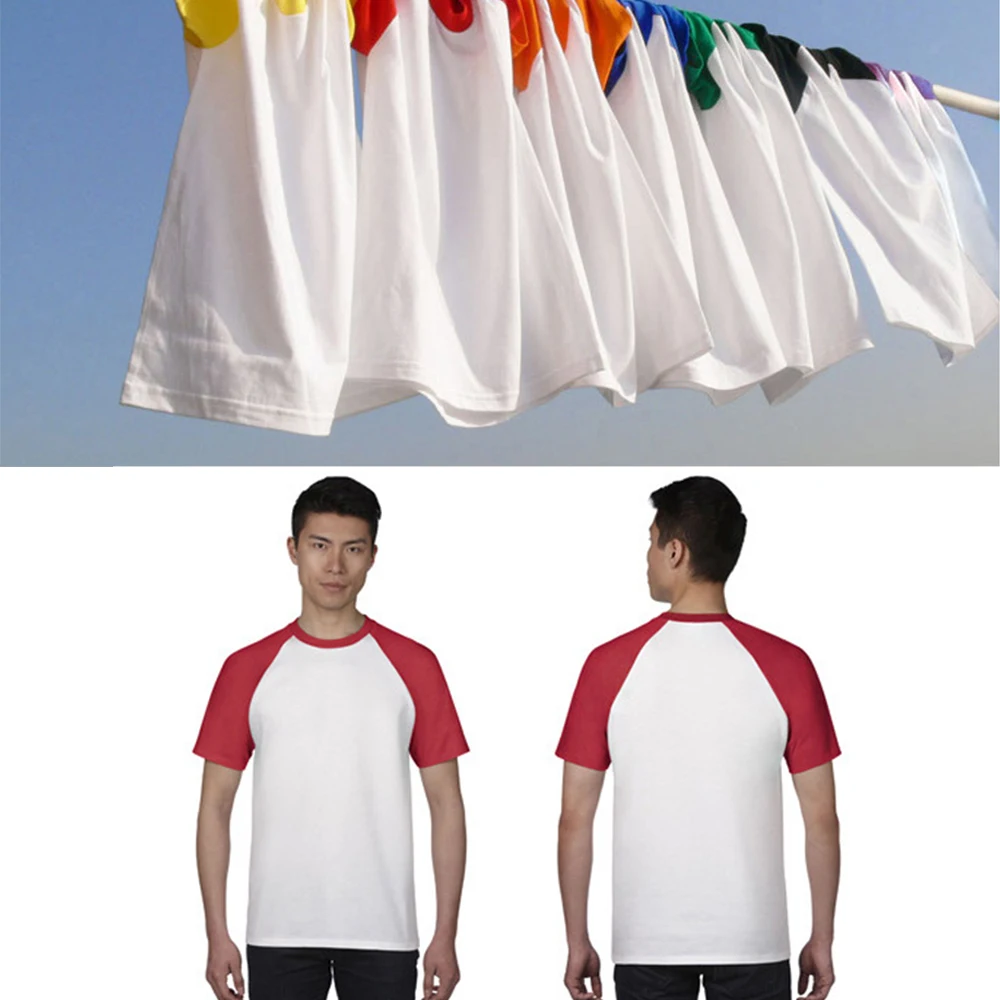 Мужская хлопковая Футболка реглан с круглым вырезом свободная Однотонная