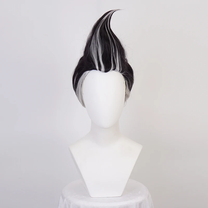 

Danganronpa Dangan Ronpa Tanaka Gandamu Cosplay Wig Short White And Black Heat Resistant Synthetic Hair Wig + Wig Cap