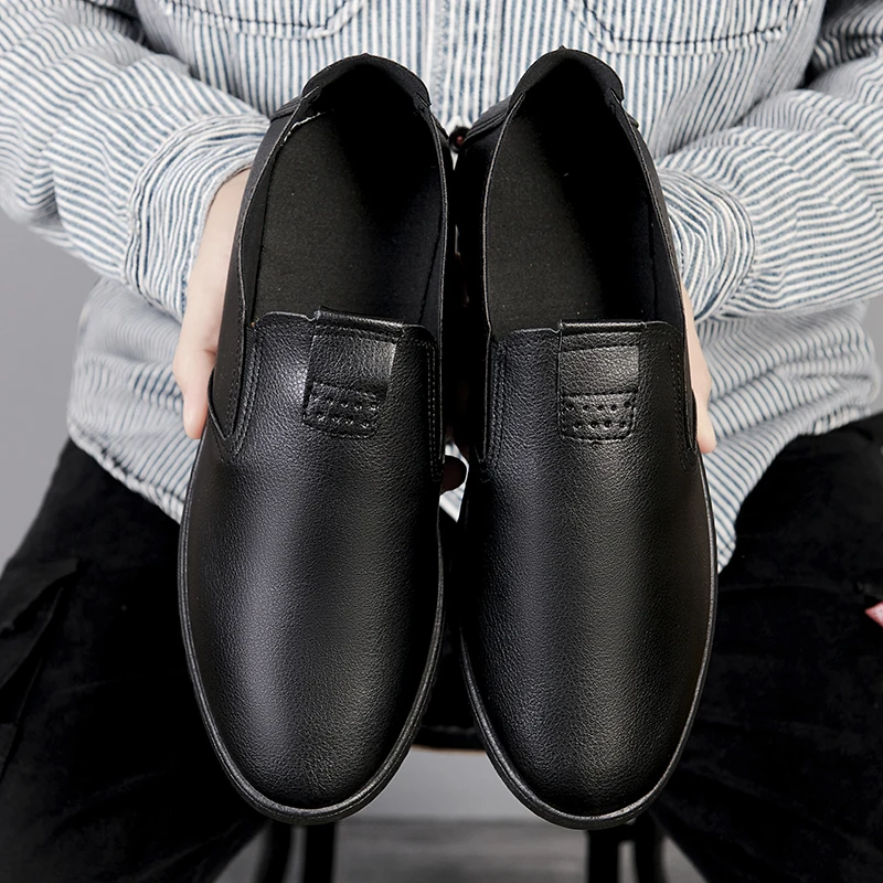 

Loafers Men Leather Casual Shoes Driving Slip On Walking Non-slip Man Shoe Black Soft Comfortable Cheap 2021 Leisure Solid Shoes