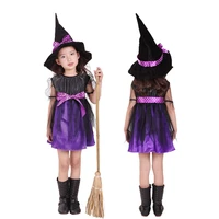 2021 baby girl witch toddler girl halloween fancy dress party costume outfit clothes hat magic wand bebe kids dresses princess