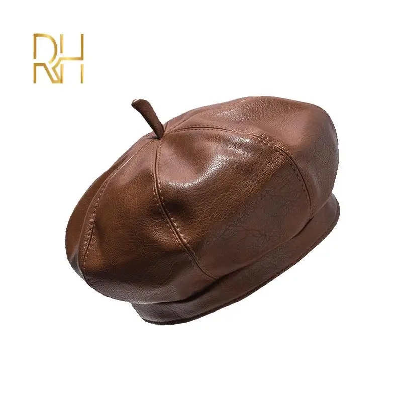 Женская восьмиугольная шляпа женская искусственная кожа тыква художница кепка