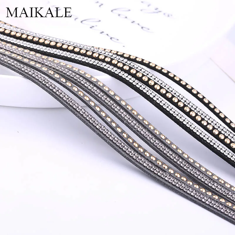 Женский плетеный браслет MAIKALE винтажный с заклепками 7 цветов многослойный