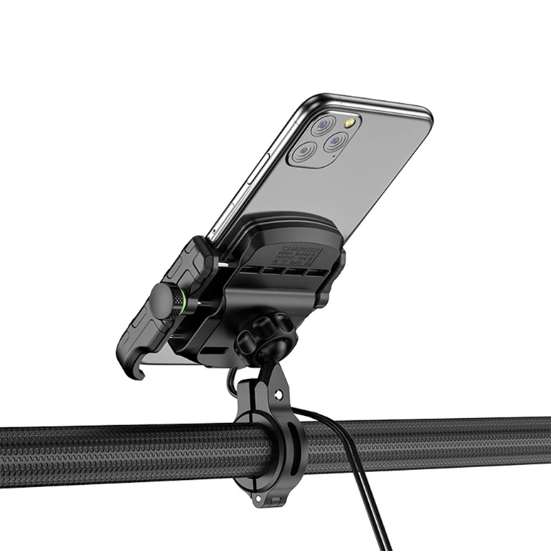 

12V 24V Motorcycle Mobile Phone Mount Stand Holder with QC3.0 USB Quick Charger