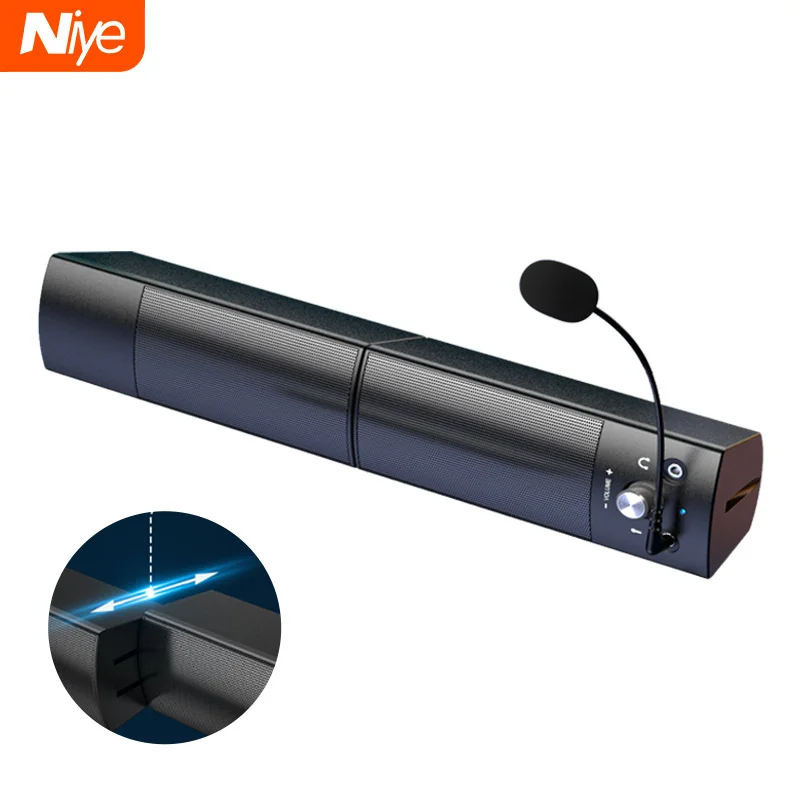 Съемный сабвуфер Bluetooth динамик ПК Звуковая Панель USB Проводная с микрофоном 360