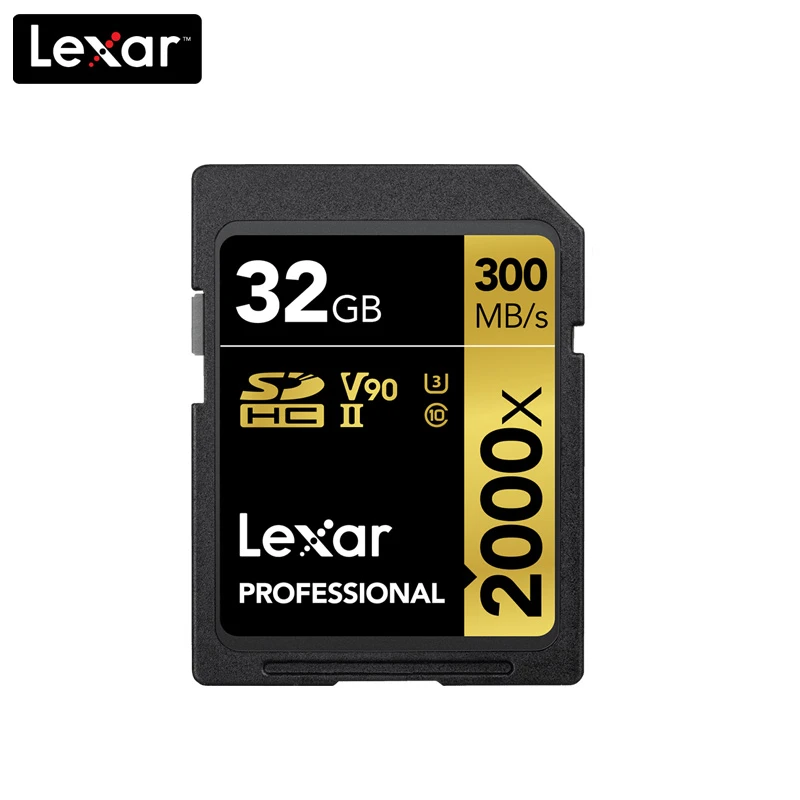 100% Оригинальный Lexar 300 МБ/с. карты памяти SD 32GB 2000x SDXC UHS-II U3 Flash высокая скорость для 3D