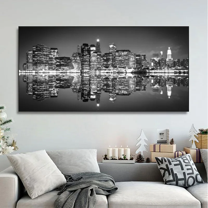 

Black And White New York City Landscape Prints Wall Art Pictures For Living Room Modern Home Decor Posters HD Canvas Paintings