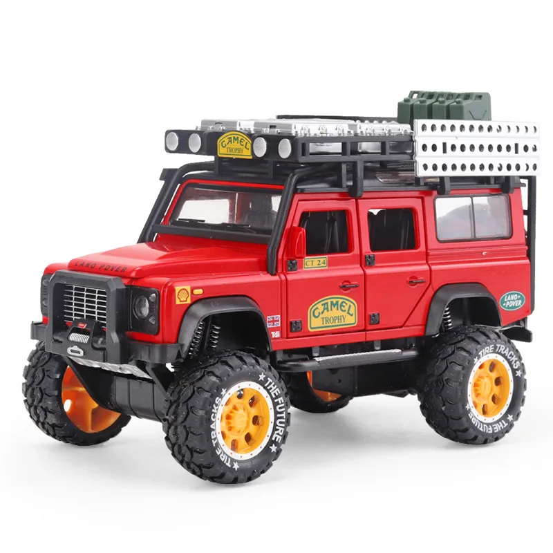 

Bisney 1:28 Land Rover Defender Camel Cup Racing Simulation Off-road Alloy Children's Toys Model Car Decoration Cars Products