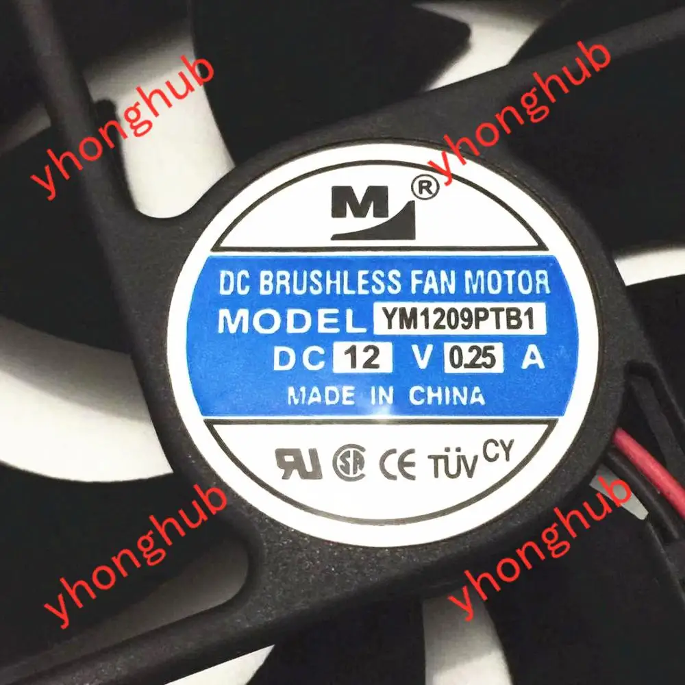 Huaxia фабрикой YM1209PTB1 DC 12V 0.25A защитного стекла 92x92x25 мм 2 провод Сервер вентилятор