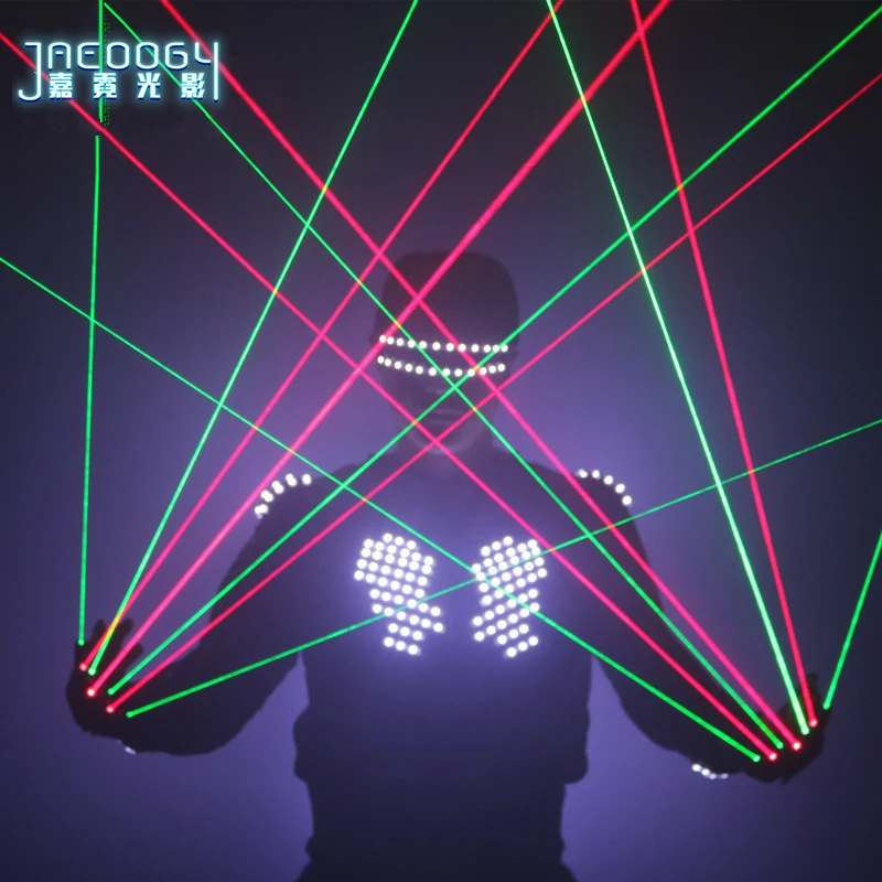 Новые зеленые красные лазерные перчатки вечерние светодиодный светящиеся очки