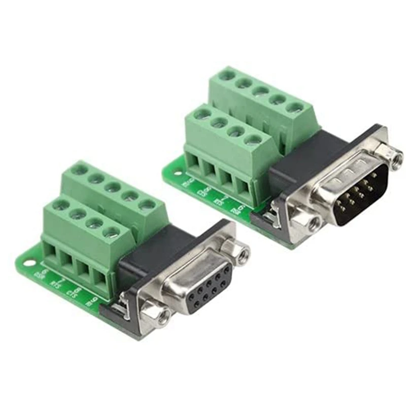 

2Pcs 9 Pin D-SUB Plate Insert Type Connectors Serial to Terminal Board Signal DR9 Module Assortment Kit,Female + Male