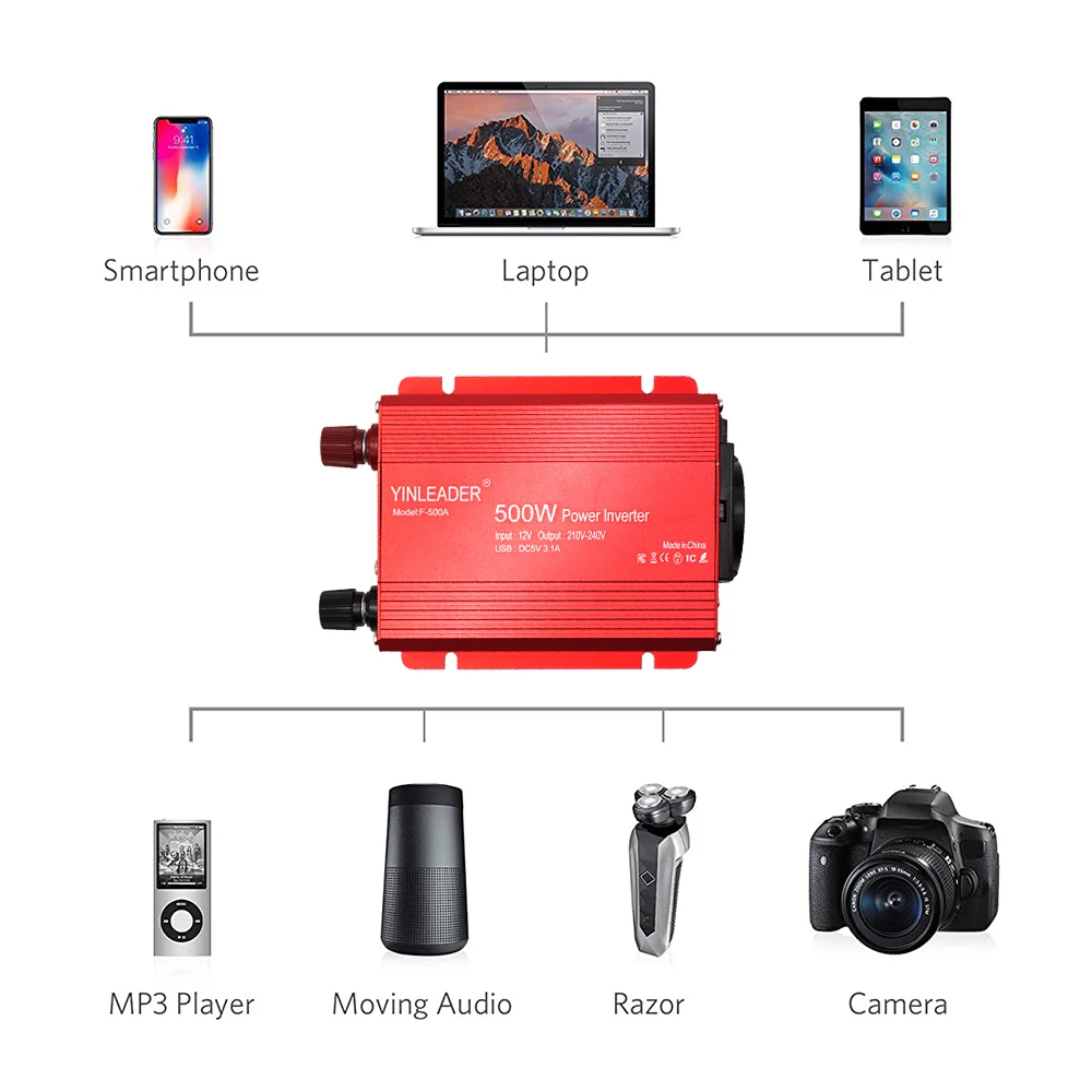 Усилитель мощности инвертор 1000 Вт ЕС Автомобильный Инвертор солнечной энергии