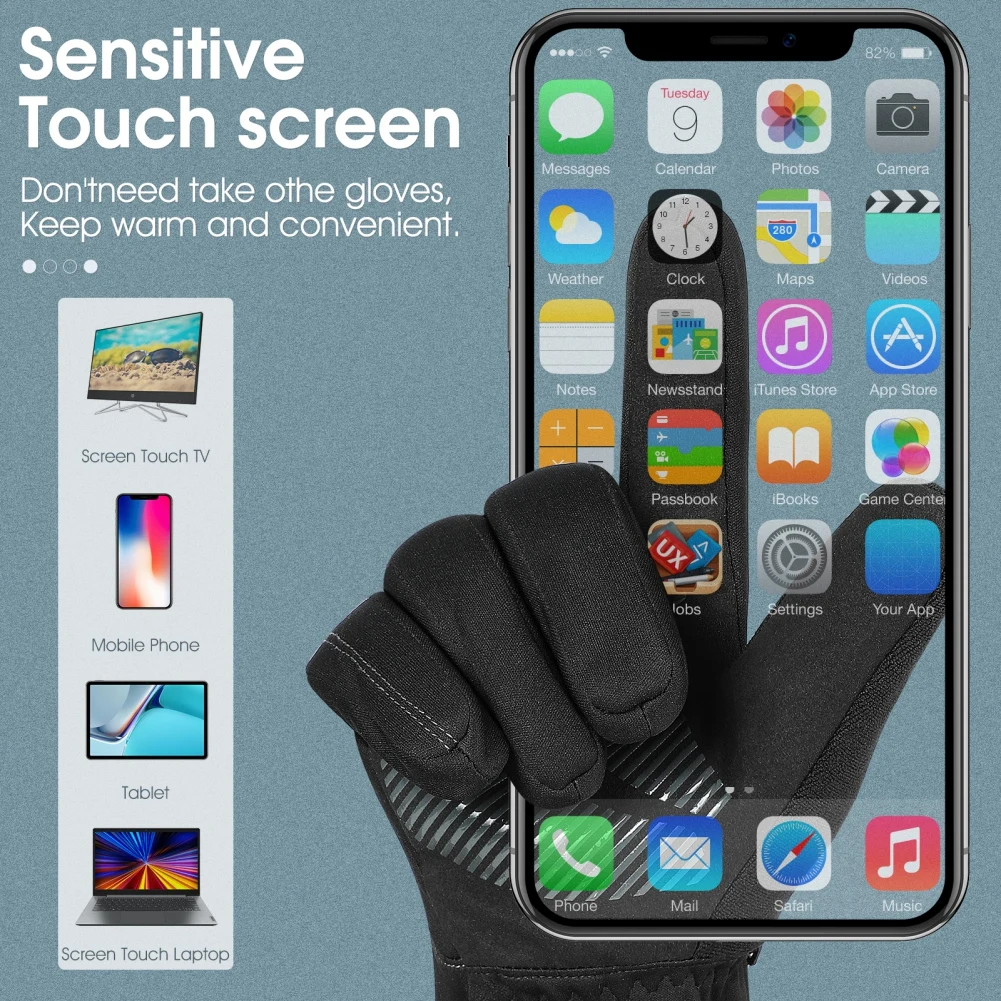 Зимние теплые водонепроницаемые ветрозащитные перчатки для спорта на открытом