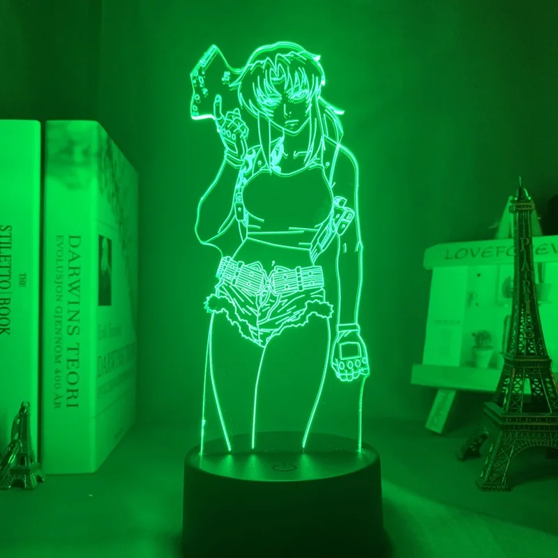 

Black Lagoon Revy LED Night Light for Bedroom Decoration Colorful Night Light Anime Light Gift 3D Light Anime Decor