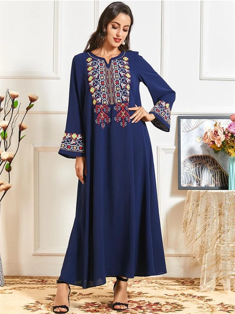Siskakia элегантное этническое Цветочное платье макси с вышивкой осень 2020 круглый