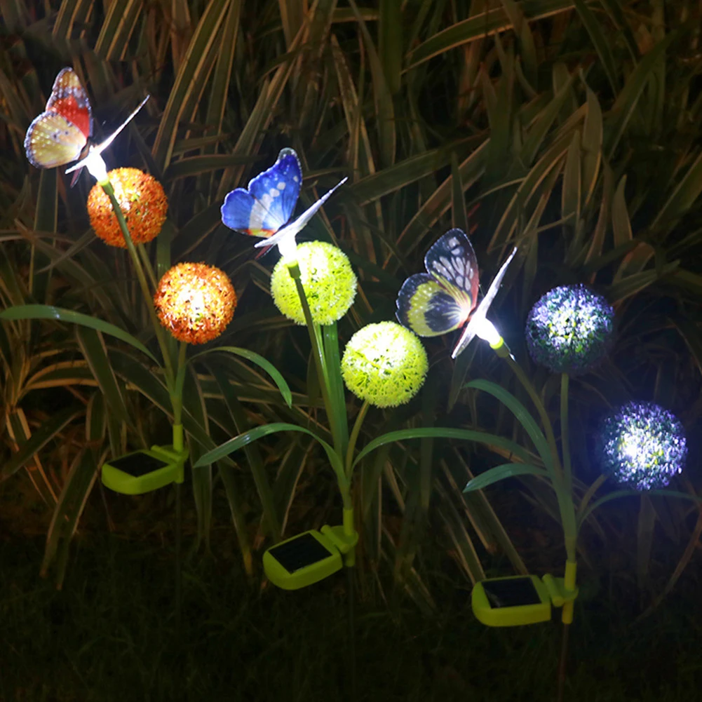 

3pcs LED Solar Light Butterfly Flower Waterproof Outdoor Garden Lawn Stakes Lamps Yard Art Decorative Light for Courtyard Decor