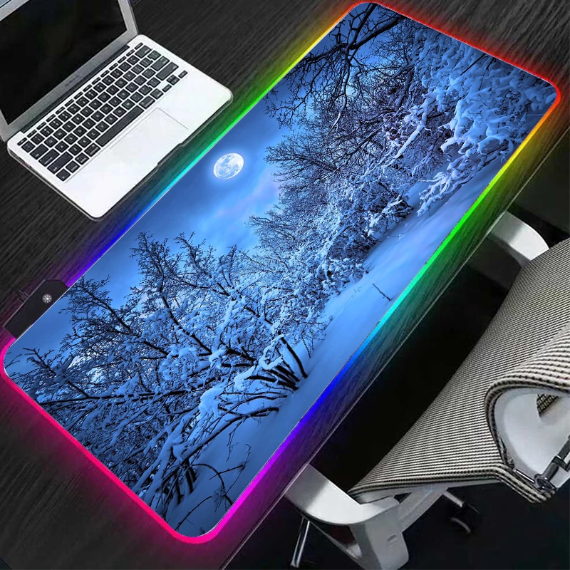 

Большой коврик для мыши RGB с изображением Луны планеты пейзажа, коврик для мыши высокой четкости, подходит для офисных геймеров, водонепроницаемый и легко чистится