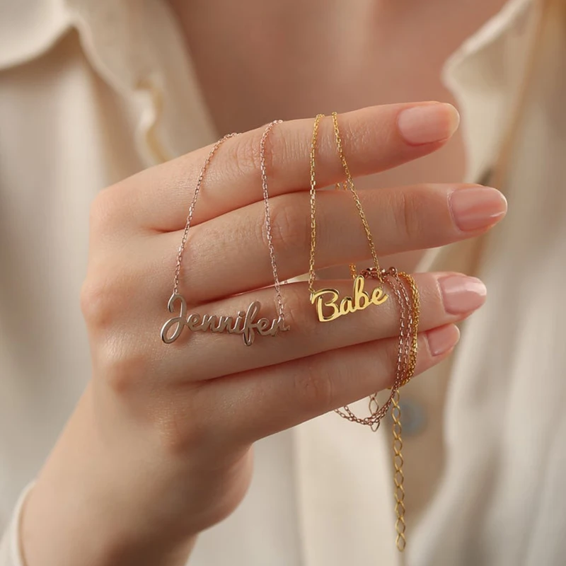 

Ожерелье из нержавеющей стали с именем на заказ, золотое ожерелье с именем, серебряное ожерелье, ожерелье для матери