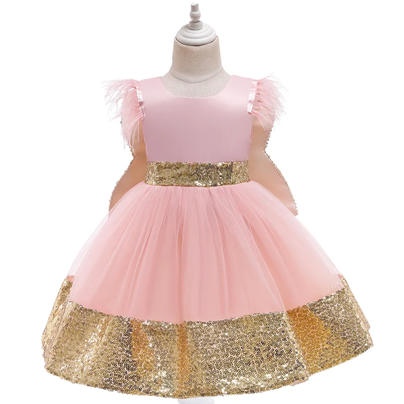 

Girls flower princess dress children autumn girls stitching color block dress children birthday party dress