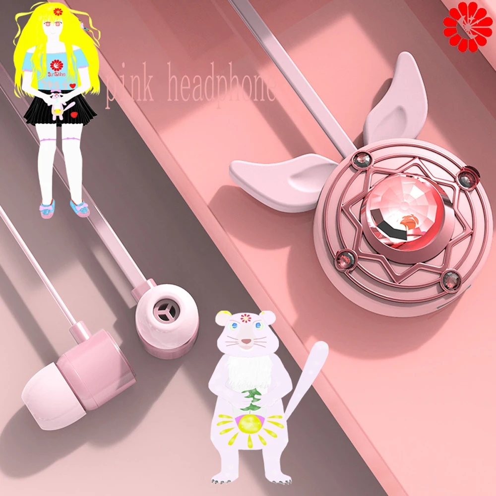 

Wireless bluetooth headset pink cute magic girl hanging neck 4K HIFI high-quality sports headset