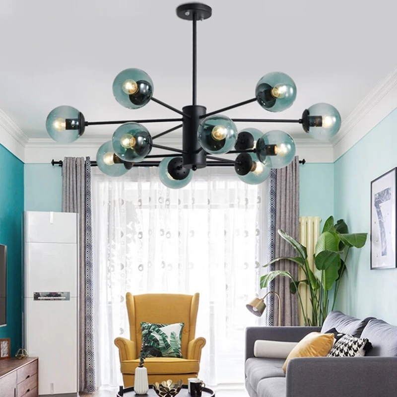 Стеклянная люстра с молекулярной конструкцией волшебных бобов для спальни