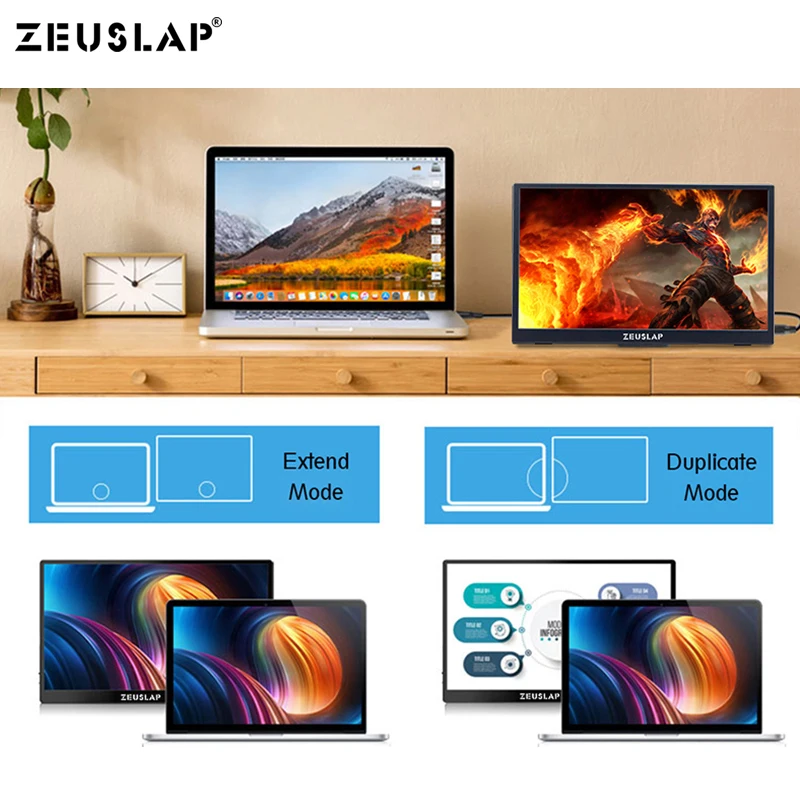 zeuslap 13 3 15 6 19201080p fhd ultrathin monitor type c hdmi compatible portable gaming monitor for switchps4macbook pro free global shipping