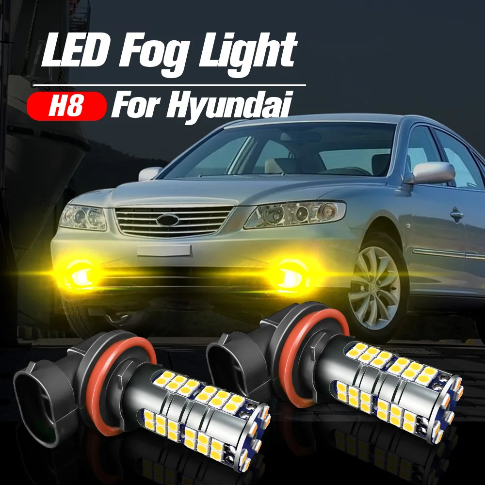 

2pcs LED Fog Light Blub H8 Lamp Canbus For Hyundai Sonata Santa Fe Tucson 2016-2018 Azera Genesis Coupe Equus Kona 2018-2019