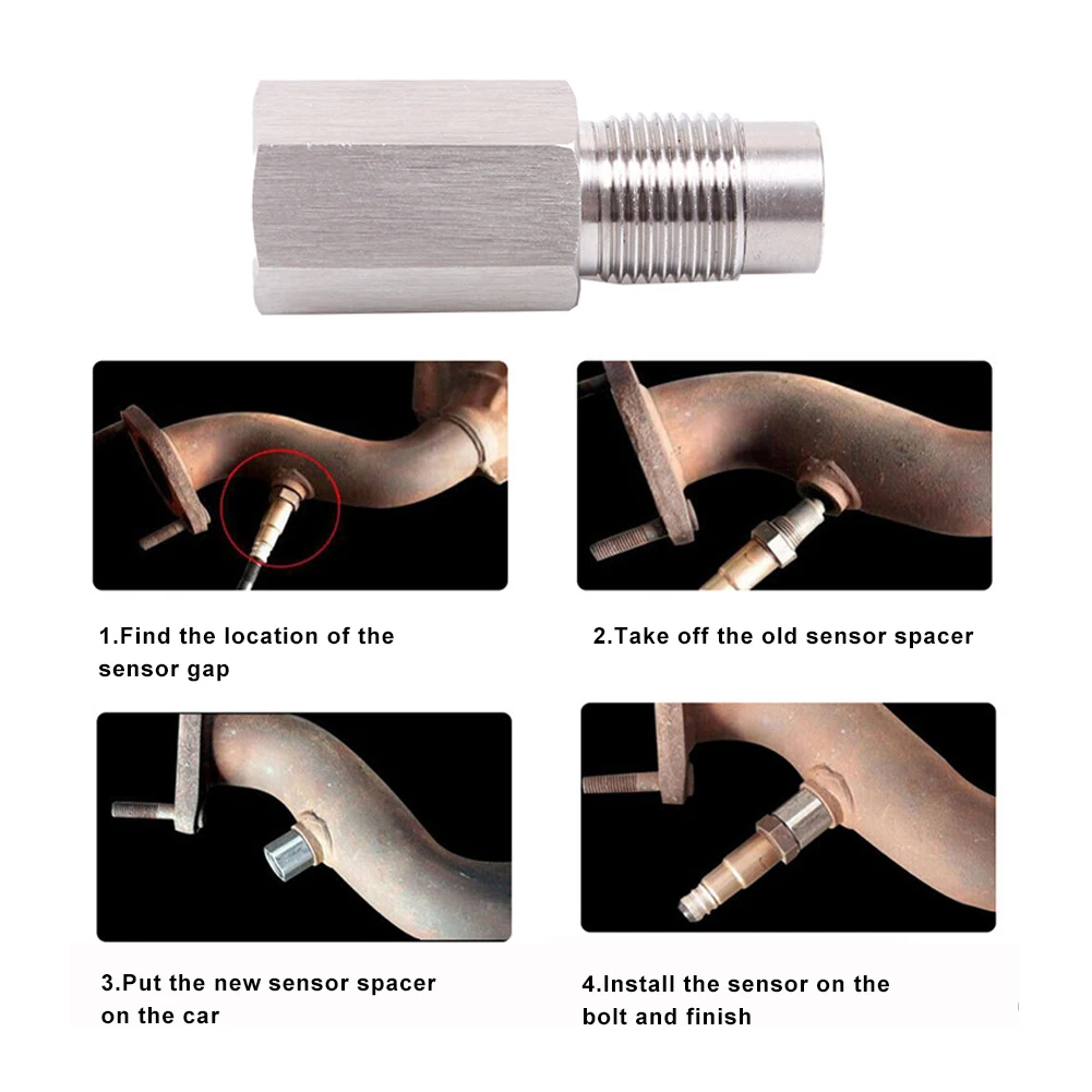 

Stainless Steel Oxygen Sensor Fitting Bungs Extension Straight Adapter With Mini Catalystic Converter M18 X 1.5 Car Tools