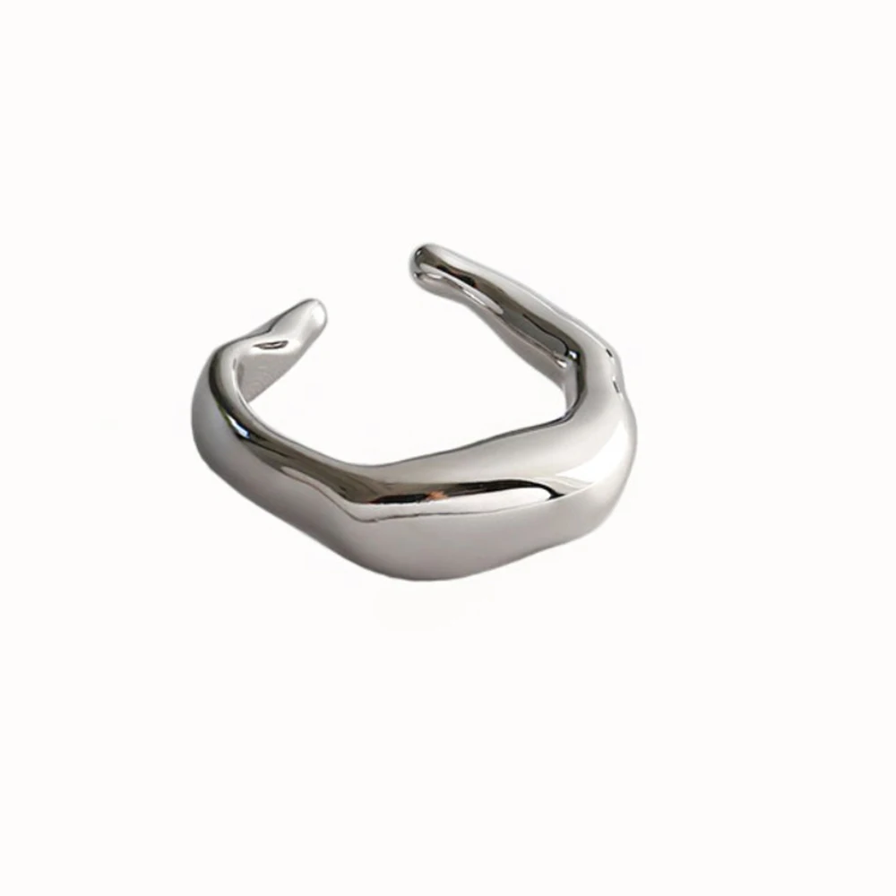 

SILVERHOO Korean Style Ring For Women S925 Sterling Silver Irregularity Adjustable Rings Minimalism Shape Birthday Fine Jewelry