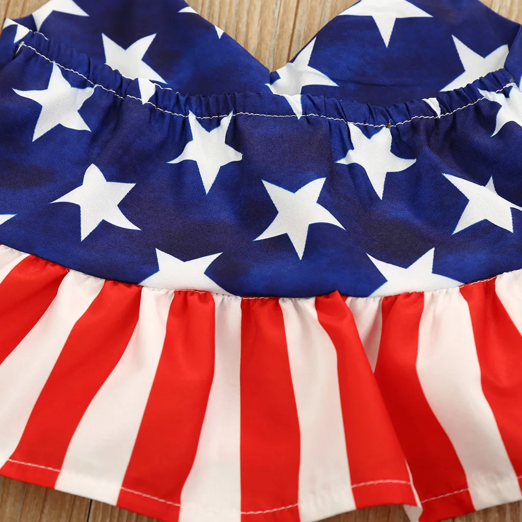 Комплект детской одежды 4 июля топы и шорты с принтом звезд для мальчиков девочек