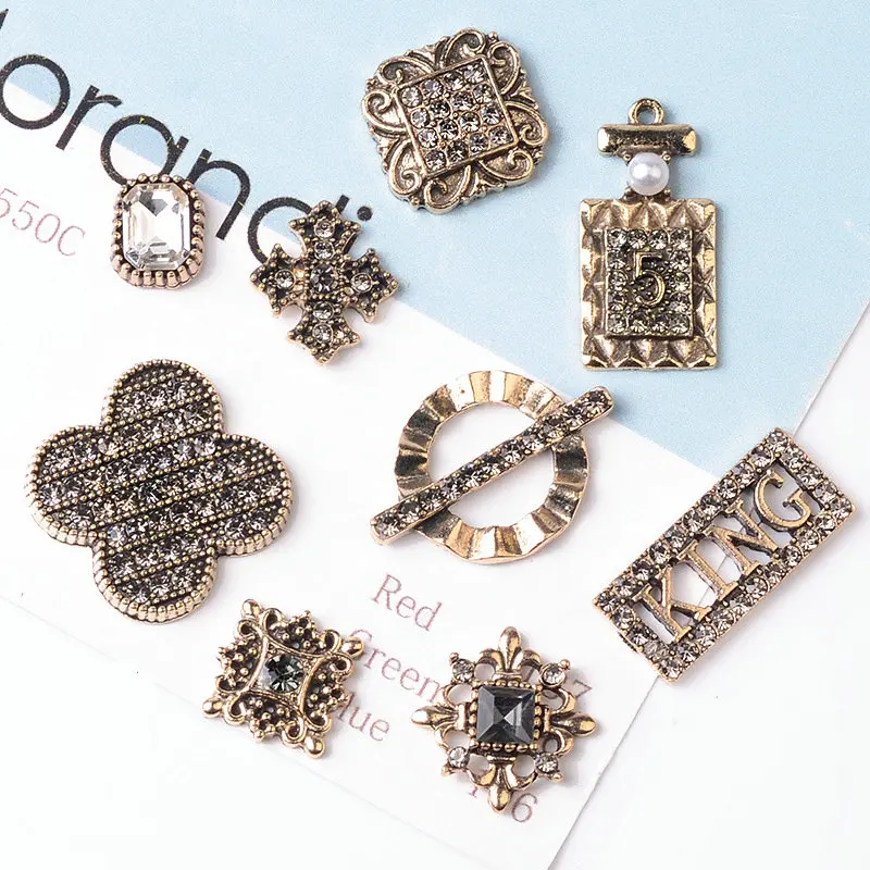5 шт./лот сплав креативные Стразы золотой жемчуг подвеска Кнопка украшения
