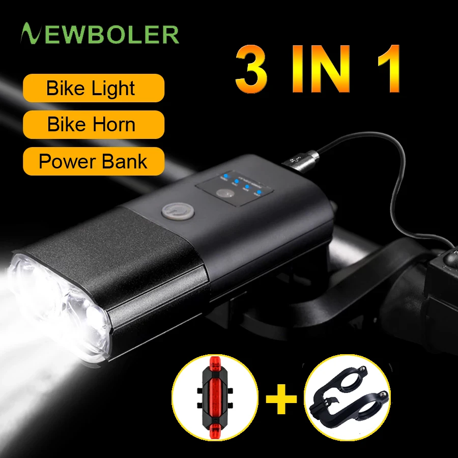 

4000 мАч умный индукционный велосипедный передний светильник USB-зарядка, велосипедный фонарик 1800 люмен фара с рогом аксессуары для велосипед...