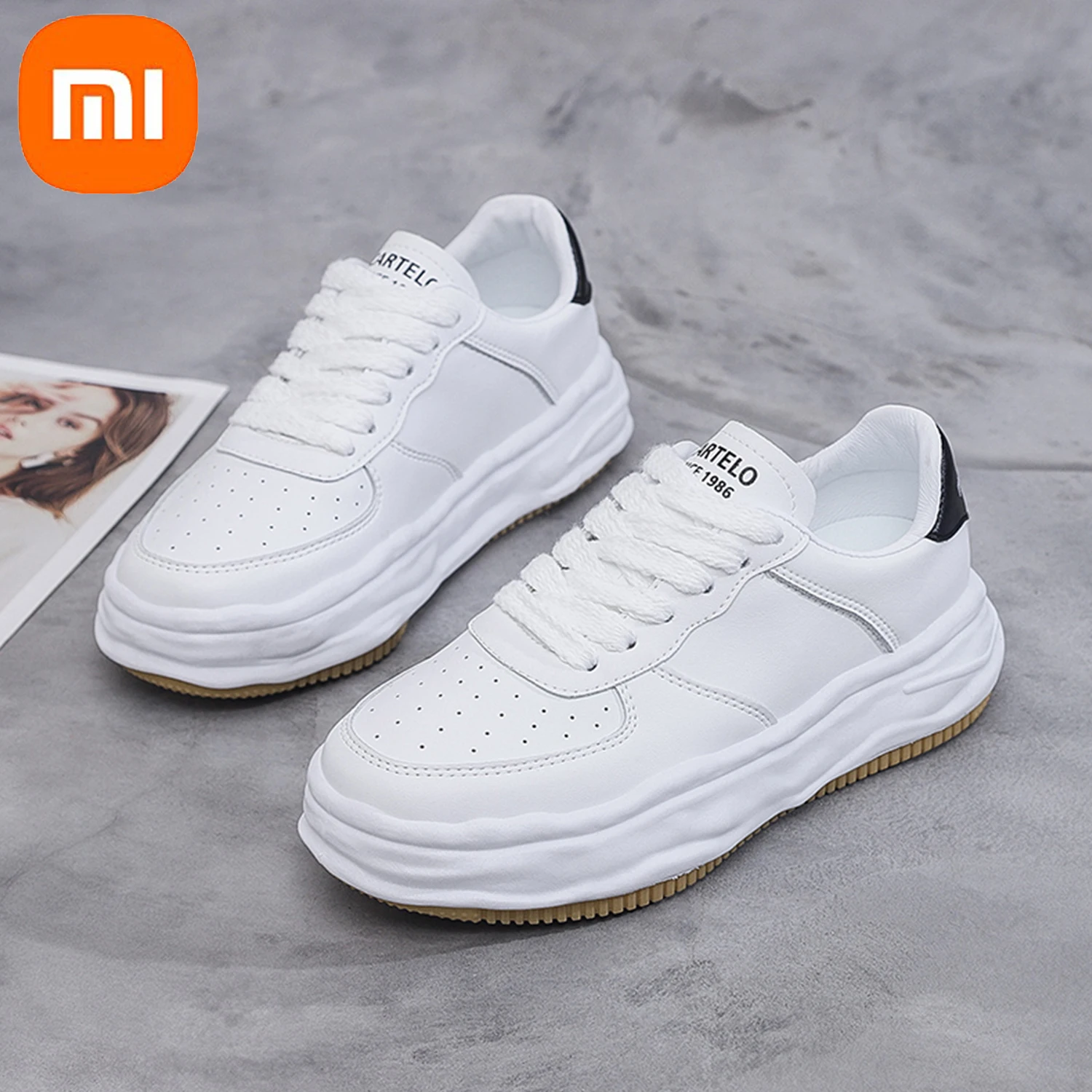 

Xiaomi Women's Running Shoes Platform Flat White Casual Sports Vintage Vulcanize Trainers Wild Simple Style Women Sneakers