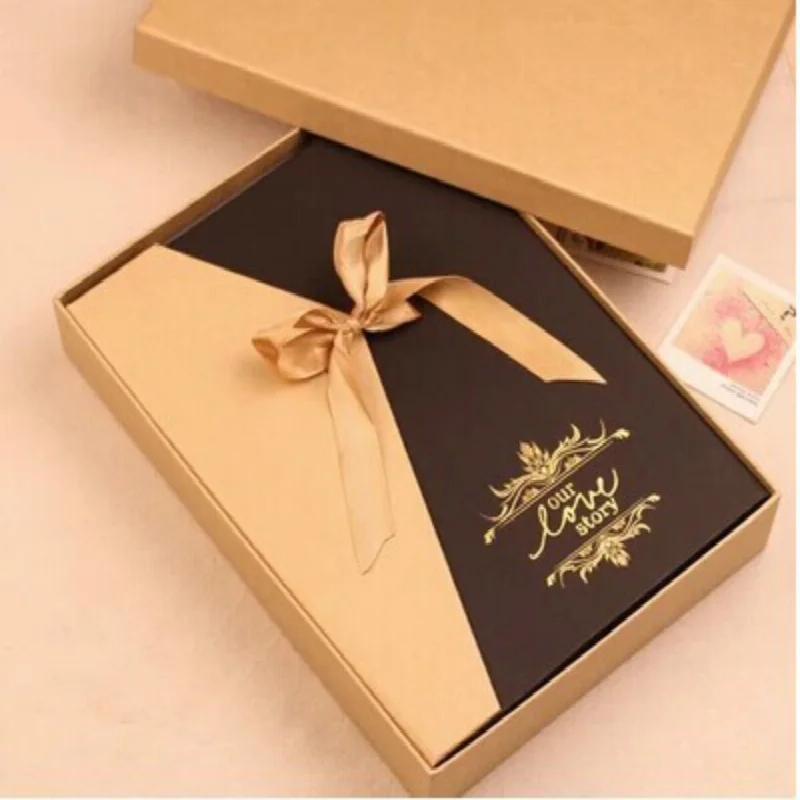 

60 Pages DIY Album with Gift Box Creative Photo Storage Book Bowknot Ribbon Decoration Baby Growth Love Memory Scrapbook