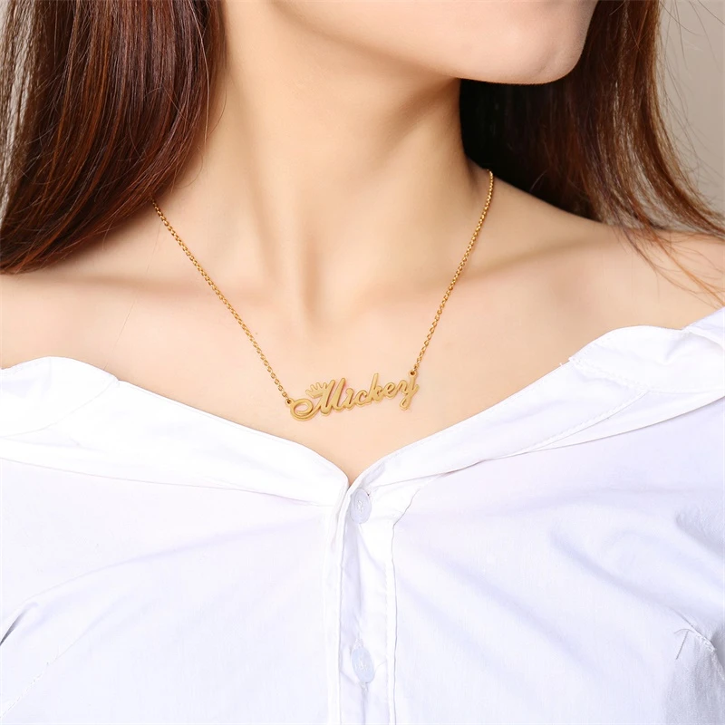 Персонализированное женское ожерелье в виде короны золотого цвета настоящая