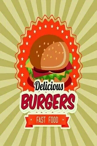 

New Vintage Retro Metal Tin Sign Delicious Burgers Hamburger Restaurant Home Bar Club Kitchen Restaurant Wall Art