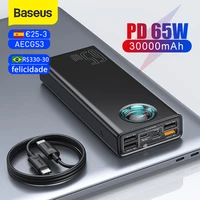 baseus 65w power bank 30000mah pd quick charging powerbank portable external fast charger for phone tablet for xiaomi