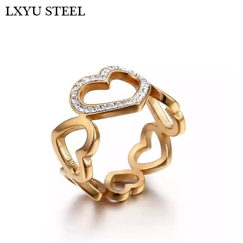 Женские кольца в виде сердца полый Шарм из нержавеющей стали обручальные для