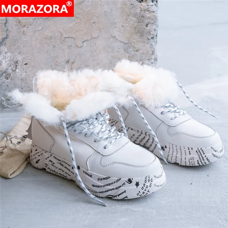 Женские ботильоны из натуральной кожи MORAZORA черные на платформе со шнуровкой