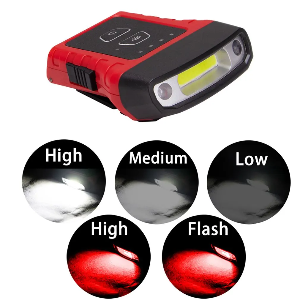 

COB LED Cap Light Finger Sensor Hat Headlight Headlamp Head Flashlight Head Cap Light Clip On Light Night Fishing Head Lamp